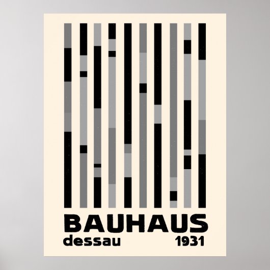 Bauhaus Dessau 1931 Modernist Homage Black Cream Poster (Voorkant)