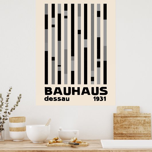 Bauhaus Dessau 1931 Modernist Homage Black Cream Poster (Keuken)