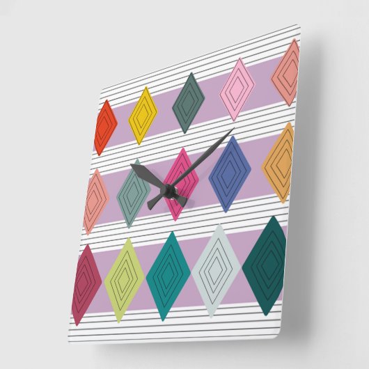 Bauhaus Diamond Quilt Vierkante Klok (Hoek)