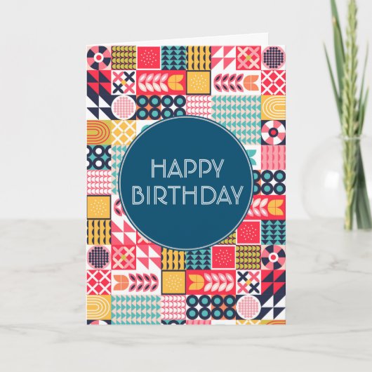 Bauhaus Floral Geometrische Gevouwen Uitnodiging (Voorkant)