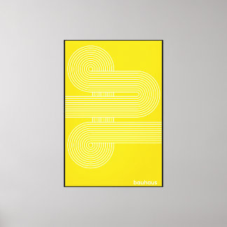 Bauhaus Geel S-Curve Lijn Kunstprint Krachtig Canvas Afdruk