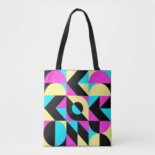 Bauhaus Geïnspireerd geometrisch patroon Tote Bag (Voorkant)
