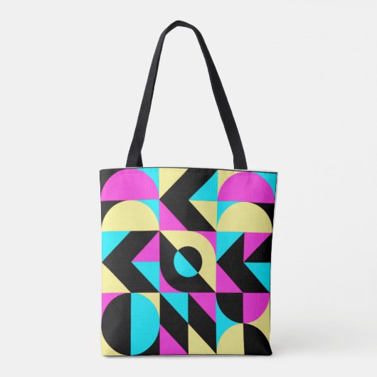 Bauhaus Geïnspireerd geometrisch patroon Tote Bag (Achterkant)