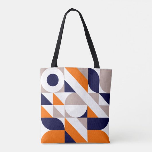 Bauhaus Geïnspireerd geometrisch patroon Tote Bag (Achterkant)