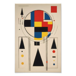 Bauhaus-geïnspireerde geometrische minimalistische foto afdruk