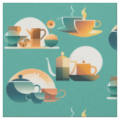 Bauhaus Geïnspireerde Retro Coffee Stof (Close Up)