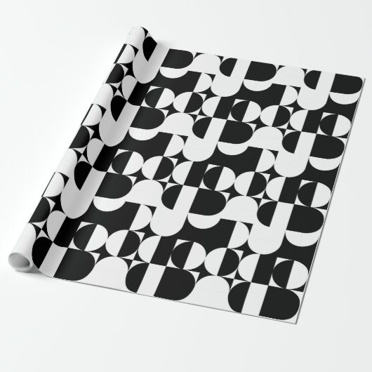 Bauhaus Geometric Black en White  Cadeaupapier (Uitgerold)
