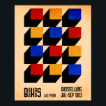 Bauhaus Geometric Modern Poster<br><div class="desc">A vibrant,  minimalist poster featuring the word "BAUHAUS" broken into geometric blocks. It utilizes a primary color palette of red,  blue,  and yellow against a black-and-cream background,  emphasizing bold sans-serif typography and modular shapes.</div>