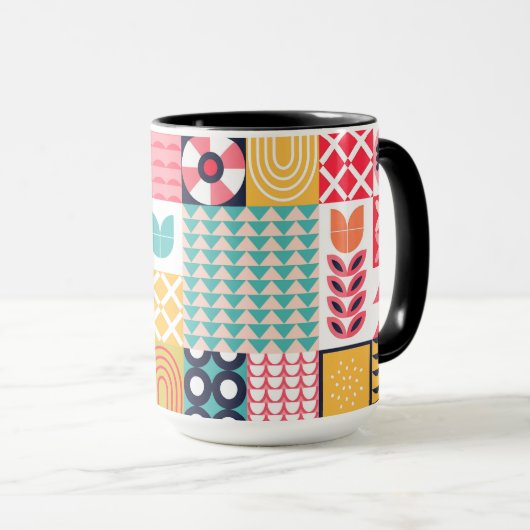 Bauhaus Geometric Pattern Cup Mok (Voorkant rechts)