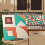 Bauhaus geometrisch abstract N1 Tegeltje<br><div class="desc">Bauhaus stijl geometrische abstracte tegel in turkoois,  wijn en gebrande sienna kleurenpalet.</div>