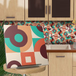 Bauhaus geometrisch abstract N6 Tegeltje<br><div class="desc">Bauhaus stijl geometrische abstracte tegel in turkoois,  wijn en gebrande sienna kleurenpalet.</div>