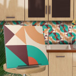 Bauhaus geometrisch abstract N7 Tegeltje<br><div class="desc">Bauhaus stijl geometrische abstracte tegel in turkoois,  wijn en gebrande sienna kleurenpalet.</div>