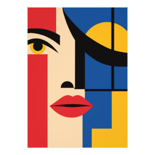 Bauhaus Geometrisch Abstract Vrouwenportret Kunst Foto Afdruk