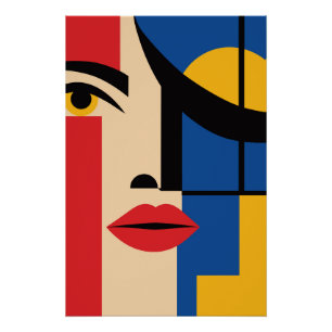 Bauhaus Geometrisch Abstract Vrouwenportret Kunst Perfect Poster