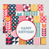 Bauhaus Geometrisch Verjaardag Wenskaart Kaart (Voorkant / Achterkant)