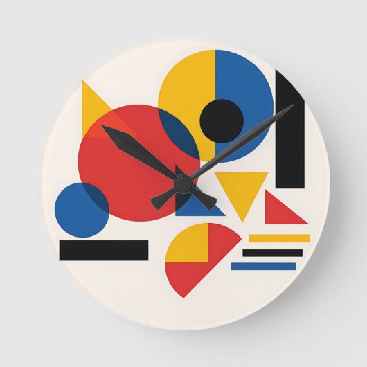 Bauhaus Geometrische Abstracte Compositie Ronde Klok (Voorkant)