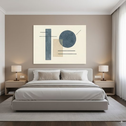 Bauhaus geometrische Abstracte kunst in blauw en b Canvas Afdruk