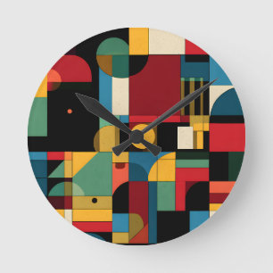 Bauhaus Geometrische Raster Abstracte Moderne Wand Ronde Klok