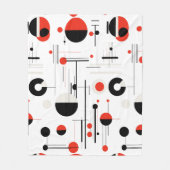 Bauhaus geometrische vormen in zwart rood op wit fleece deken (Voorkant)