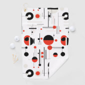 Bauhaus geometrische vormen in zwart rood op wit golfhanddoek (Insitu)