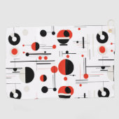 Bauhaus geometrische vormen in zwart rood op wit golfhanddoek (Horizontaal)
