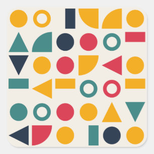 Bauhaus Geometrische Vormen Naadloos Patroon Vierkante Sticker