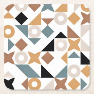 Bauhaus Geometrische XOXO Vierkant Papier Drink Co Kartonnen Onderzetters