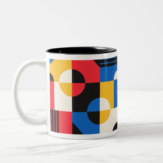 Bauhaus Geometry Pattern Tweekleurige Koffiemok (Links)