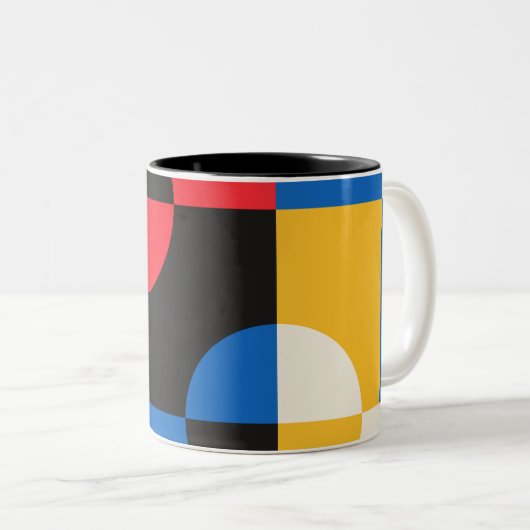 Bauhaus Geometry Pattern Tweekleurige Koffiemok (Voorkant rechts)