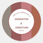 Bauhaus gestreepte aangepaste bruiloft gunst dank ronde sticker (Voorkant)