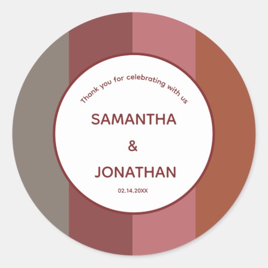 Bauhaus gestreepte aangepaste bruiloft gunst dank  ronde sticker (Voorkant)