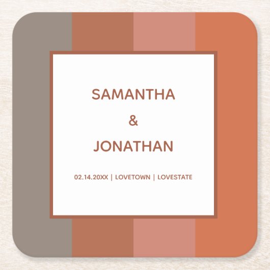 Bauhaus gestreepte aangepaste bruiloft kartonnen onderzetters (Voorkant)