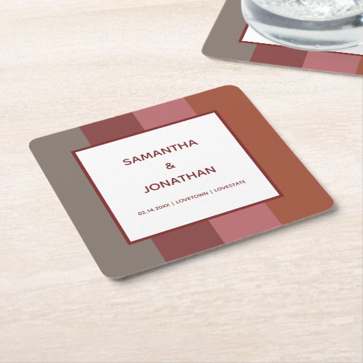 Bauhaus gestreepte aangepaste bruiloft kartonnen onderzetters (Schuin)