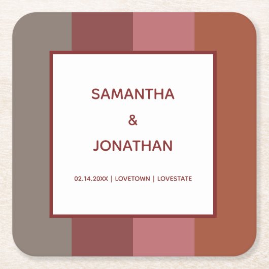 Bauhaus gestreepte aangepaste bruiloft kartonnen onderzetters (Voorkant)