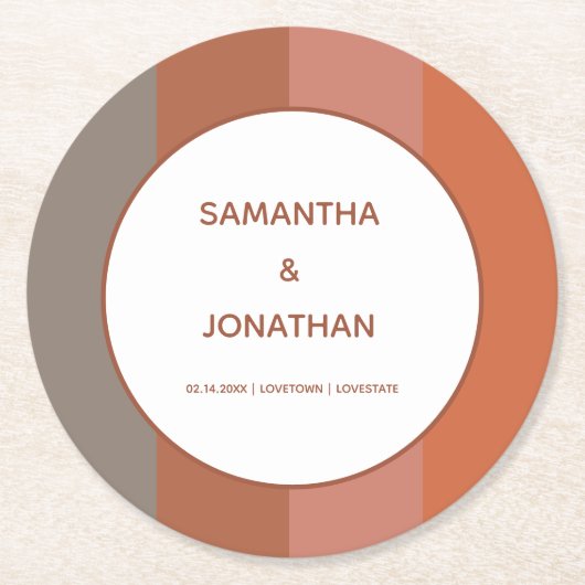 Bauhaus gestreepte aangepaste bruiloft ronde kartonnen onderzetter (Voorkant)