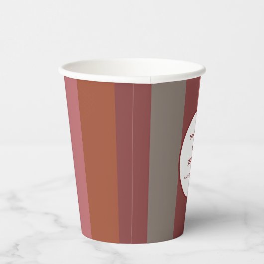 Bauhaus Gestreepte Custom Trouwpapier Cups Papieren Bekers (Rechts)