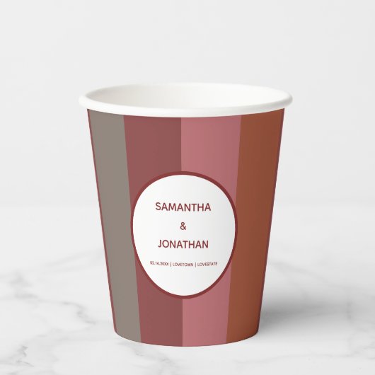 Bauhaus Gestreepte Custom Trouwpapier Cups Papieren Bekers (Voorkant)
