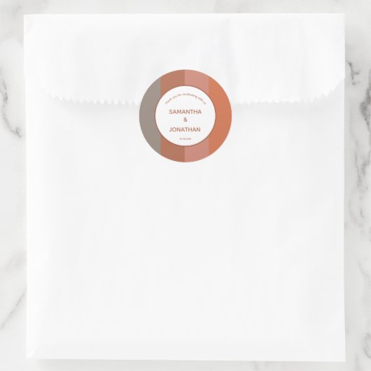 Bauhaus Gestreepte Custom Wedding Bedankt Ronde Sticker (Tas)
