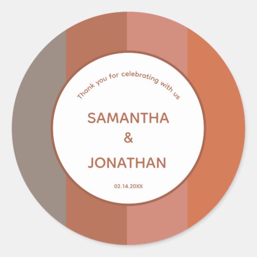 Bauhaus Gestreepte Custom Wedding Bedankt Ronde Sticker (Voorkant)