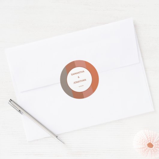 Bauhaus Gestreepte Custom Wedding Round Stickers (Envelop)