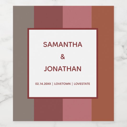 Bauhaus Gestreepte Custom Wedding Wine Sticker Lab (Enkel label)