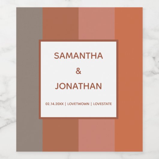 Bauhaus Gestreepte Custom Wedding Wine Sticker Lab (Enkel label)