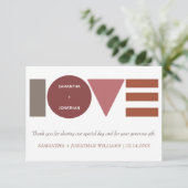 Bauhaus gestreepte gepersonaliseerde bruiloft bedankkaart (Staand voorkant)