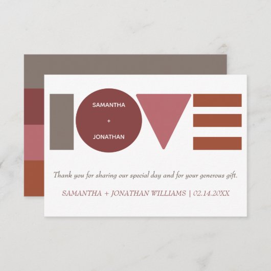 Bauhaus gestreepte gepersonaliseerde bruiloft bedankkaart (Voorkant / Achterkant)