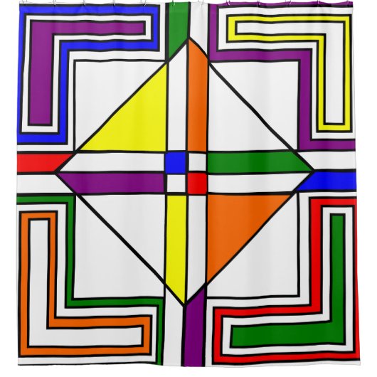 Bauhaus Glas in lood Douchegordijn (Voorkant)