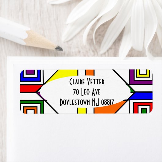 Bauhaus Glas in lood Etiket (Insitu)