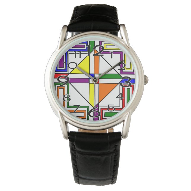 Bauhaus Glas in lood Horloge (Voorkant)