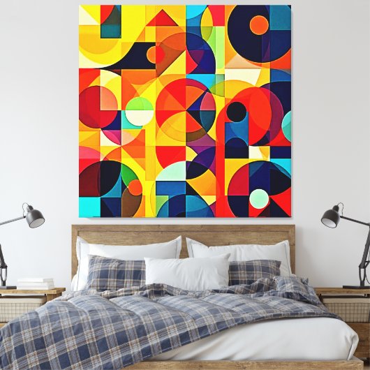 Bauhaus Kleur Geometrie Design Canvas Afdruk (Insitu (Slaapkamer))