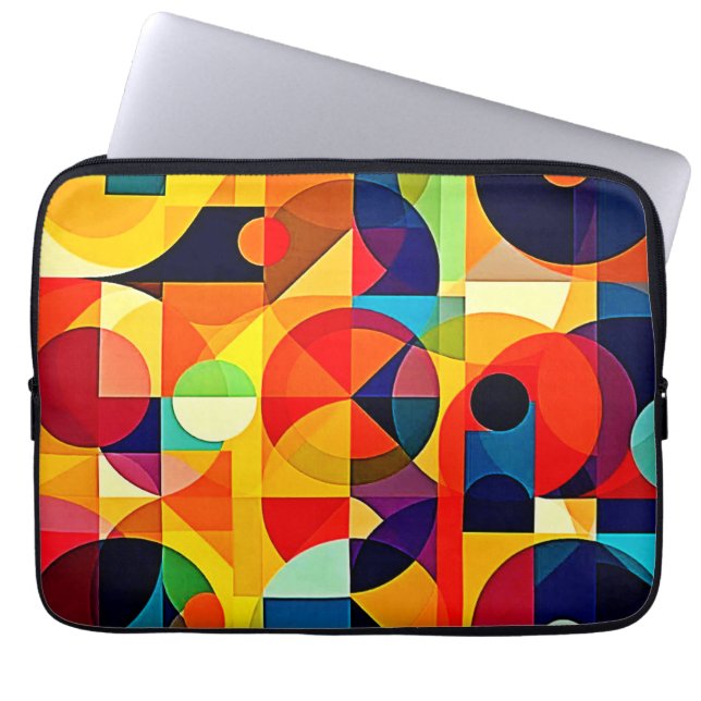 Bauhaus Kleur Geometrie Design Laptop Sleeve (Voorkant)