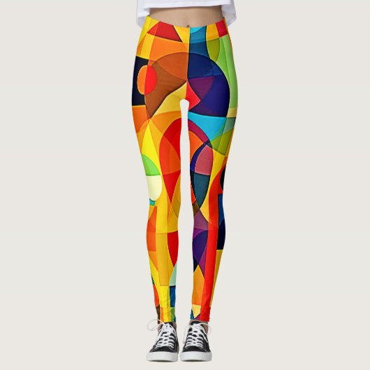 Bauhaus Kleur Geometrie Design Leggings (Voorkant)